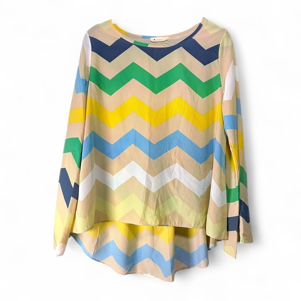 Chevron Patterned Multicolor Women's Top- Size L